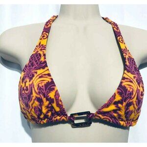 Victorias Secret Womens Small Yellow Pink Paisley Halter Bikini Top Beach Boho